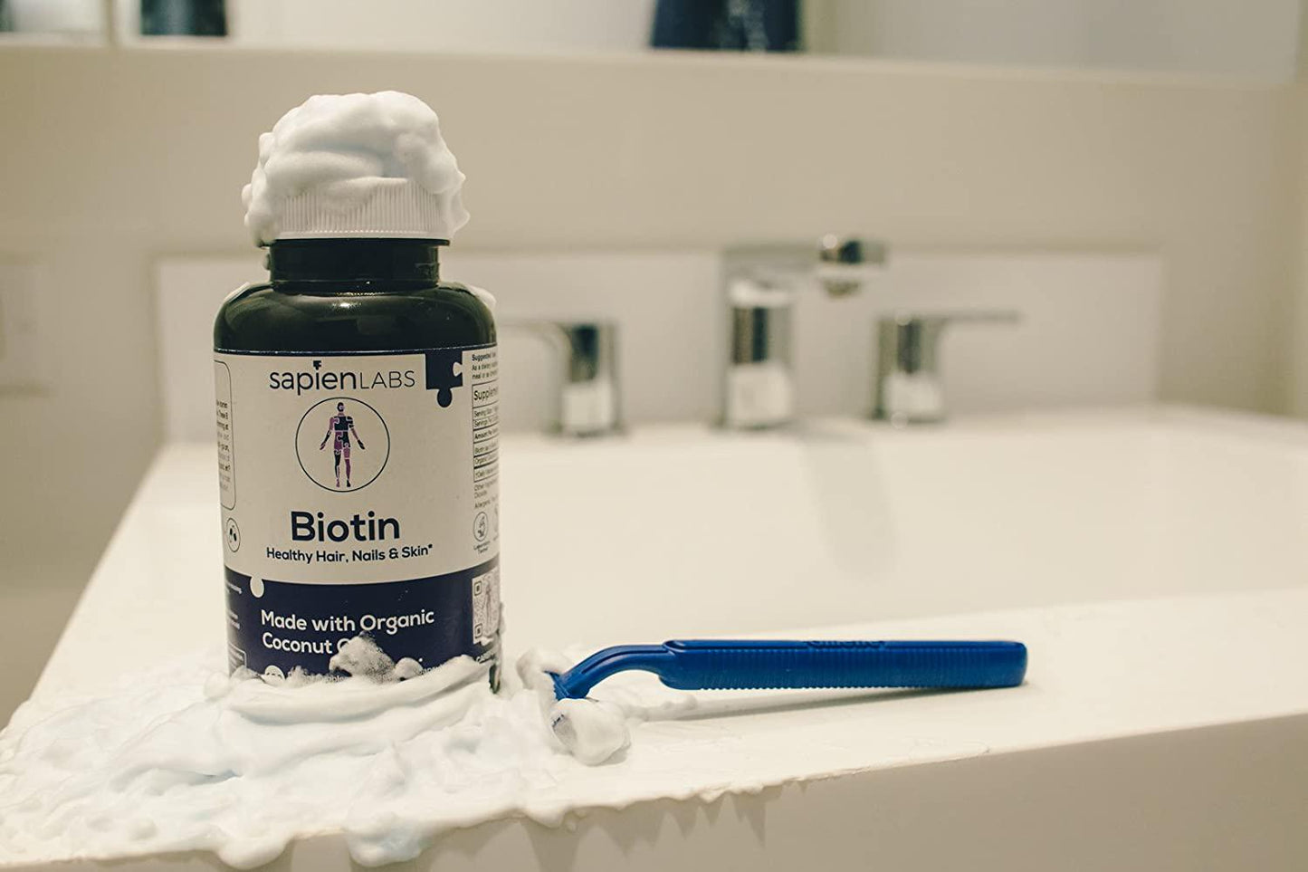 Biotin - Made in USA - 10,000mcg Coconut Oil - Premium Vegetarian Supplement by Sapien Labs (60 Pill Count)