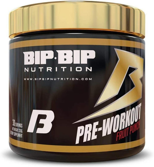 Bip Bip Nutrition Pre Workout Powder, NO CRASH! Fruit Punch 30 Servings, 300mg Caffeine, Beta Alanine, L-Citrulline, Increased Endurance and Focus, Energy Boost, Vegan, Keto Friendly
