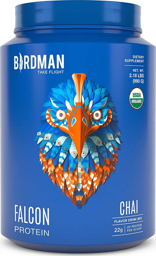 Birdman Falcon Protein | Premier Vegan Non Whey Protein, Sports, Keto Friendly, Kosher, Gluten Free, Plant Based, Non-Dairy | Chai Flavor - 33 Servings - 2.18 lb