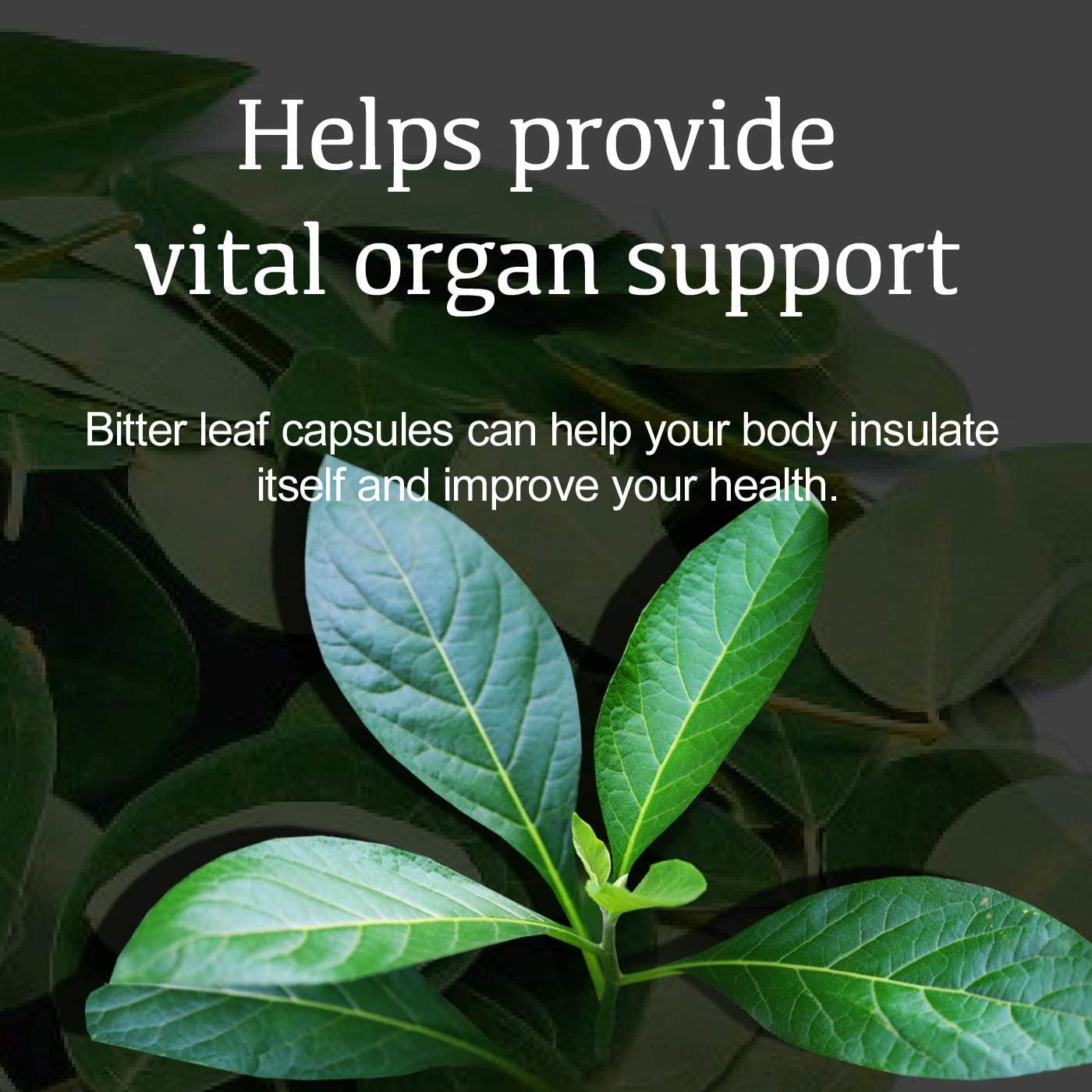 Bitter Leaf Capsules. Blood Sugar and Heart Health Support Supplement. Three (3) Bottles 3 Months Supplies) 750Mg.