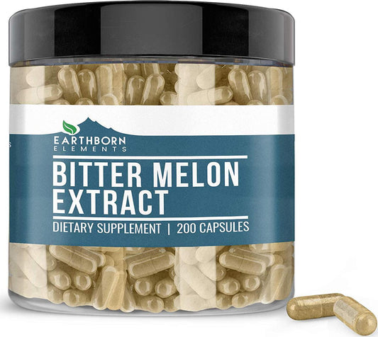 Bitter Melon, 200 Capsules, 830mg Serving, ~3 Month Supply by Earthborn Elements, 100% Pure and Natural Herbal Supplement, No Fillers and Non-GMO, Made in USA
