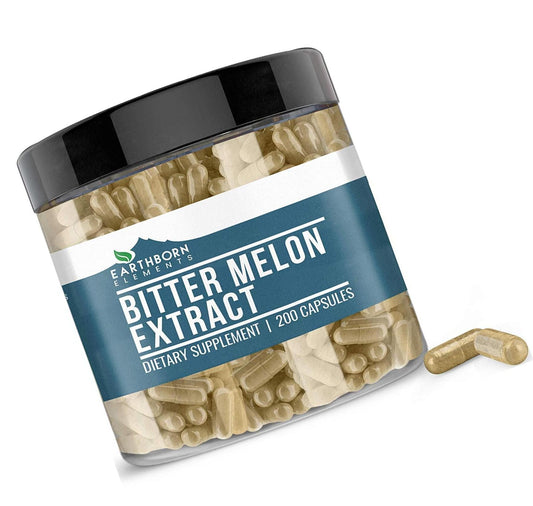 Bitter Melon, 200 Capsules, 830mg Serving, ~3 Month Supply by Earthborn Elements, 100% Pure and Natural Herbal Supplement, No Fillers and Non-GMO, Made in USA