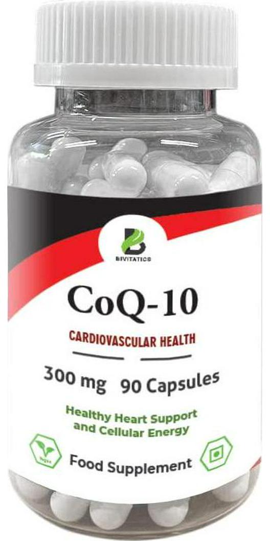 Bivitatics Co Enzyme Q10 300mg Capsules, 90 Super Strength, Vegetarian Friendly, High Absorption CoQ10 Capsules, Made to GMP Standards
