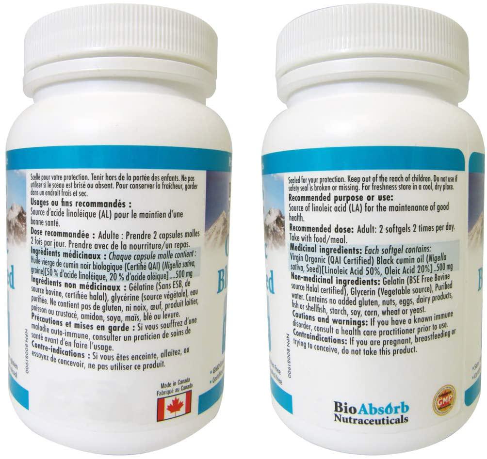 Black Cumin Seed Oil Capsules. Organic, Cold Pressed. 200 softgels, 500mg (50-Day Supply). No Aftertaste.