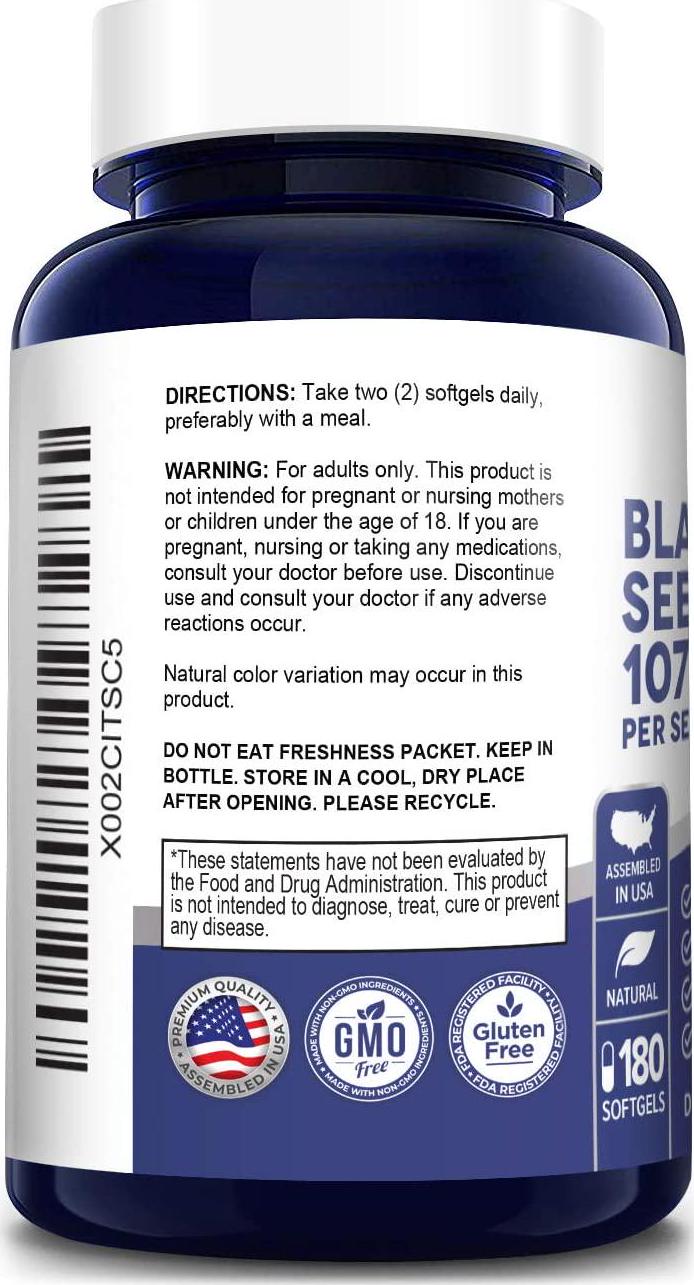 Black Currant Oil 1070mg gla 16% 180 Caps (Non-GMO and Gluten Free) Hexane Free – Natural Anti Aging Antioxidant with High GLA Formula – Supports Hair, Skin, Joint and Eye Health – Softgel Supplement