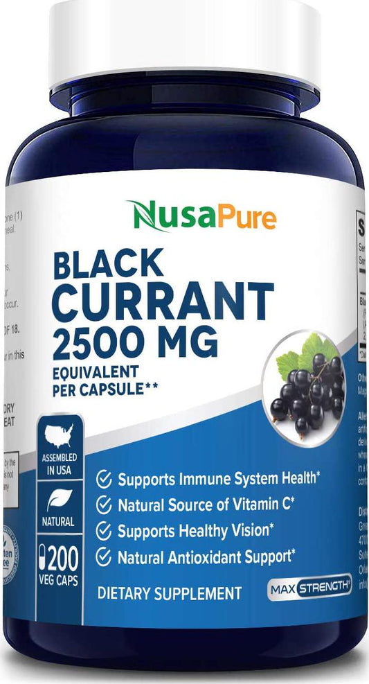 Black Currant Oil 2500 Mg 200 Veggie Capsules (Powder, Vegetarian, Non-GMO and Gluten Free) Pure - Hexane Free - Regulates Hormonal Balance