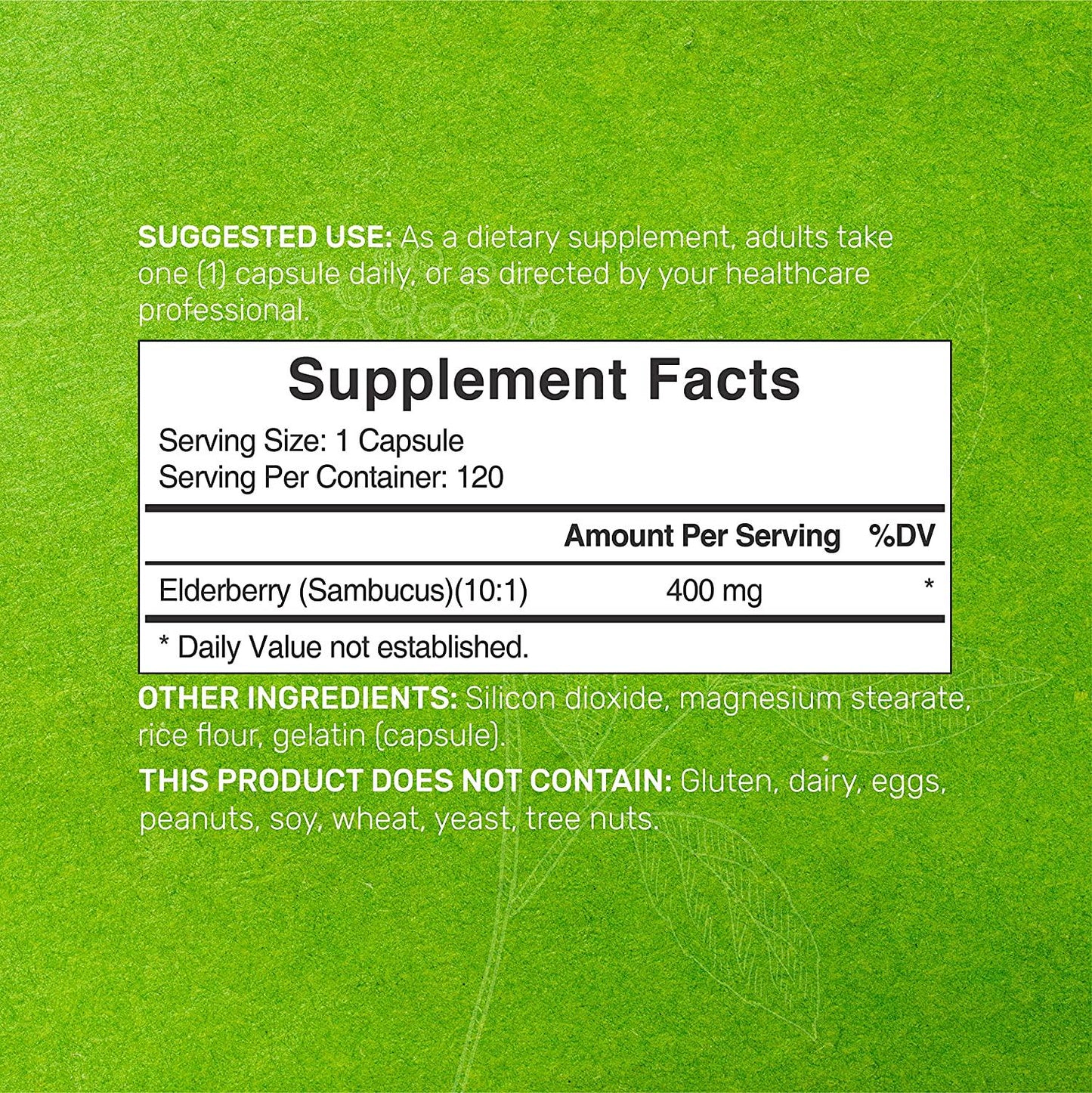 Black Elderberry Capsules 4,000mg Herbal Equivalent, 120 Caps, Immune Support, Promote Energy | Natural Antioxidant | Immune Vitamins