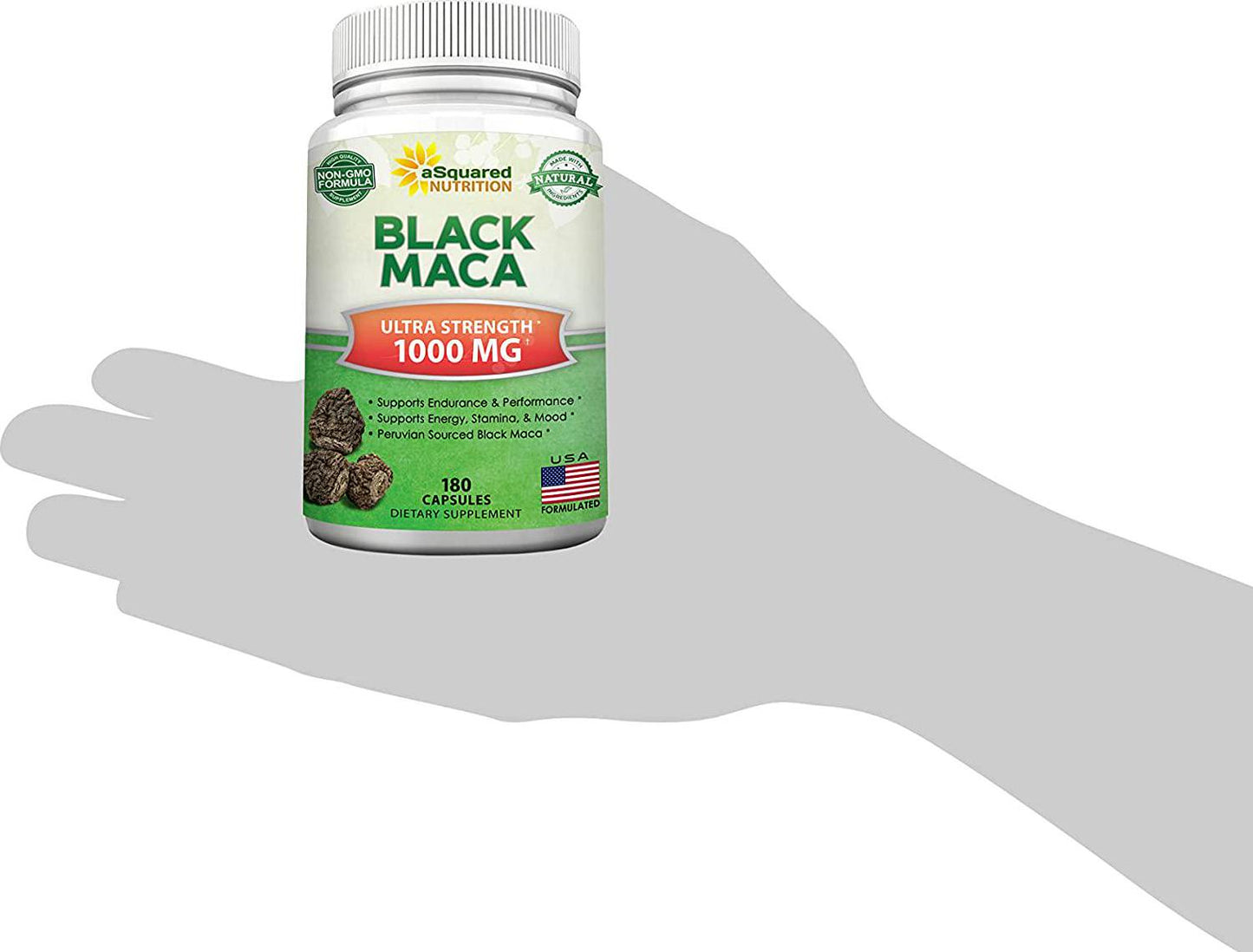 Black Maca Root - 180 Capsules - Max Strength 1000mg Per Serving - Gelatinized Maca Root Extract Supplement from Peru - Natural Pills to Support Health and Pure Energy - Non-GMO