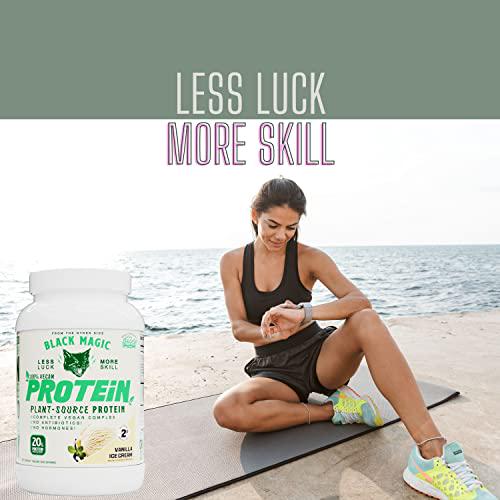 Black Magic Plant-Source 100% Vegan Protein - Keto, Low Sugar, Dairy Free Protein - Pre/Post Workout - Vanilla Ice Cream - 20g Protein - 2 LB