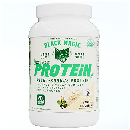 Black Magic Plant-Source 100% Vegan Protein - Keto, Low Sugar, Dairy Free Protein - Pre/Post Workout - Vanilla Ice Cream - 20g Protein - 2 LB