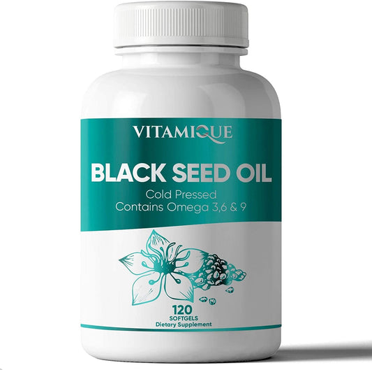 Black Seed Oil 1000mg per Serving, Omega 3 6 9, Cold Pressed Black Seed Oil Capsules for Heart Health, Antioxidant, Immune and Digestive System Support, 120 Softgels Nigella Sativa Black Cumin Seed Oil