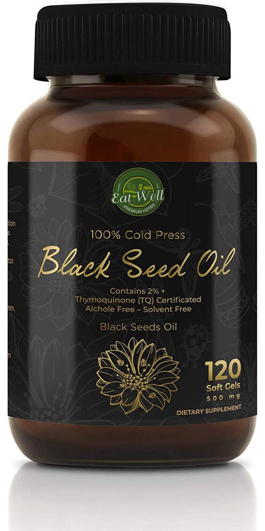 Black Seed Oil 500mg per Serving - 120 Softgel Capsules - Highest TQ Content - 100% Virgin, Cold-Pressed Turkish Black Cumin (Nigella Sativa Seed Oil) - Rich Source of Omega 3, 6 and 9