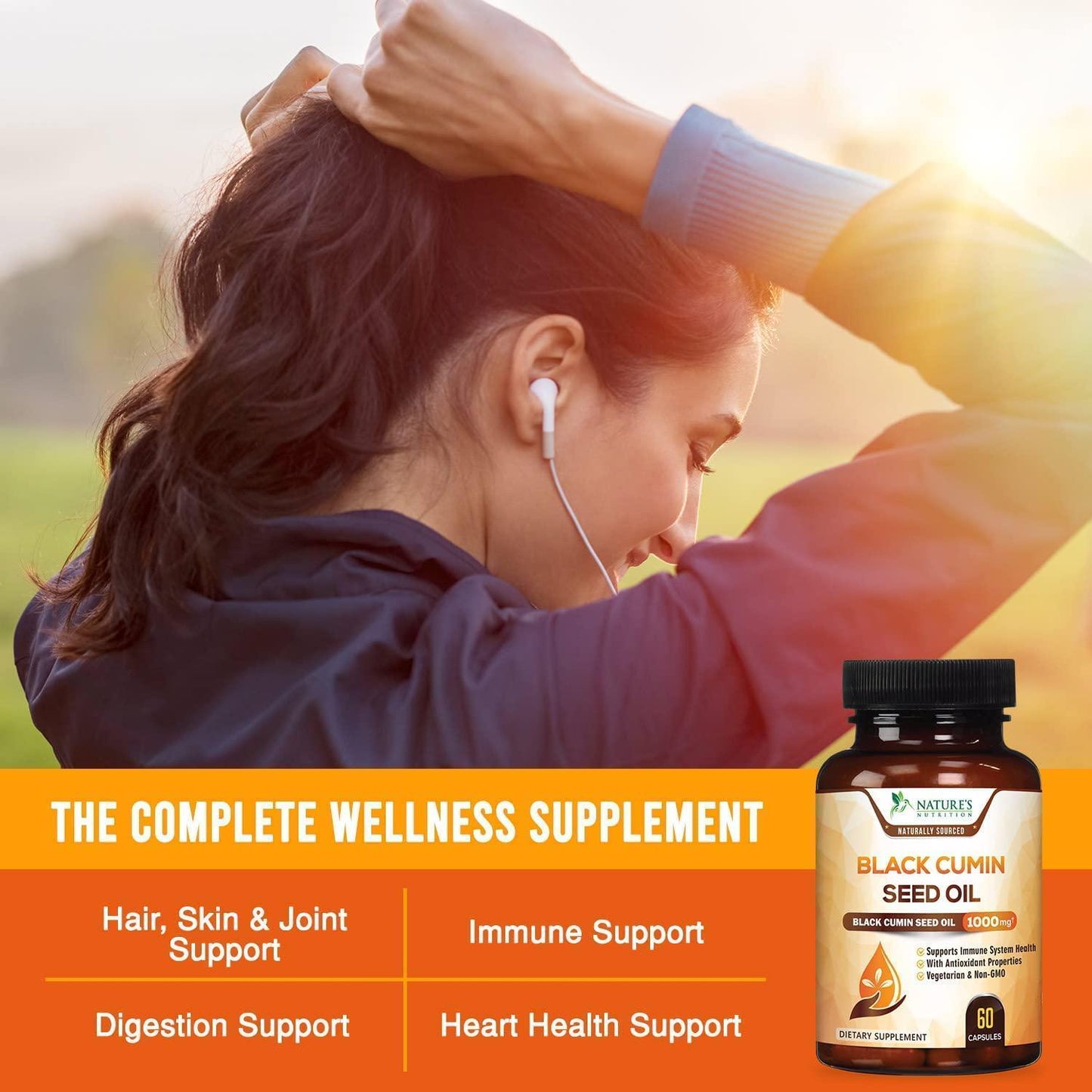 Black Seed Oil Capsules, Max Potency Cold-Pressed 1000mg - Premium Nigella Sativa Black Cumin, Amazing Antioxidant Highest Thymoquinone, Non-GMO Supplement Pills by Natures Nutrition - 60 Capsules