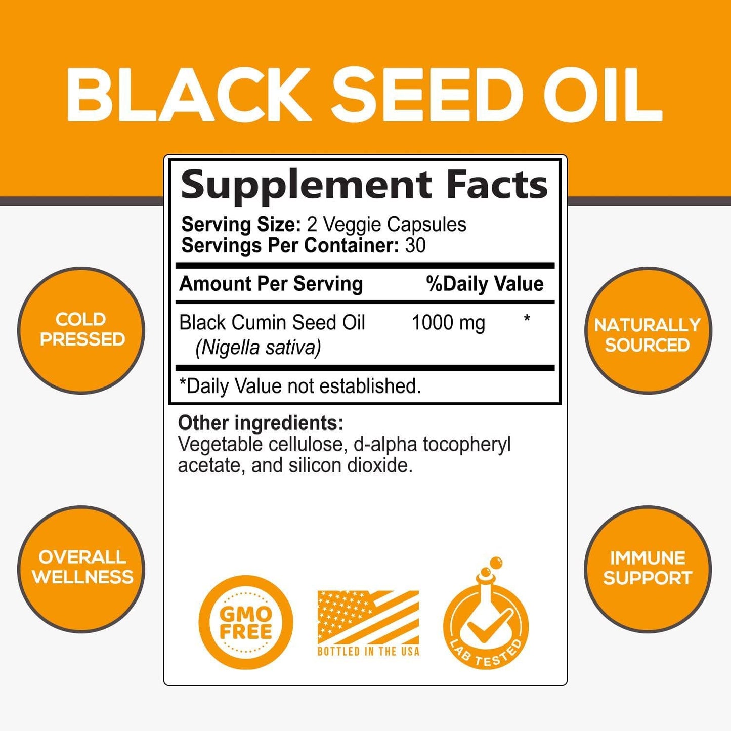 Black Seed Oil Capsules, Max Potency Cold-Pressed 1000mg - Premium Nigella Sativa Black Cumin, Amazing Antioxidant Highest Thymoquinone, Non-GMO Supplement Pills by Natures Nutrition - 60 Capsules