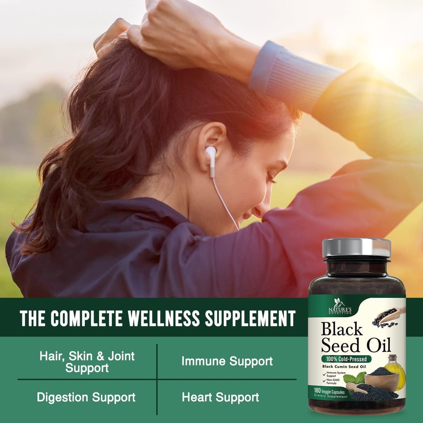 Black Seed Oil Capsules, 1000mg Premium Nigella Sativa Black Cumin Seed Oil, Non GMO, Vegetarian, Liquid Blackseed Oil Supplement (180 Capsules)
