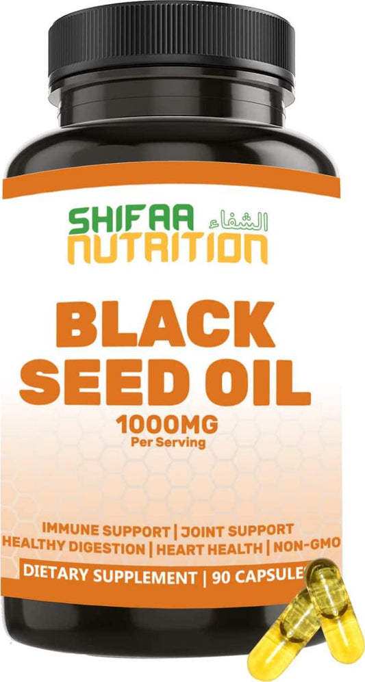 Black Seed Oil Pills by SHIFAA NUTRITION | Nigella Sativa, Kalonji | Support for Immune, Joint, Arthritis, Heart, Cholesterol, Digestion, Blood Pressure, Diabetes, Skin | Halal | 45 Servings