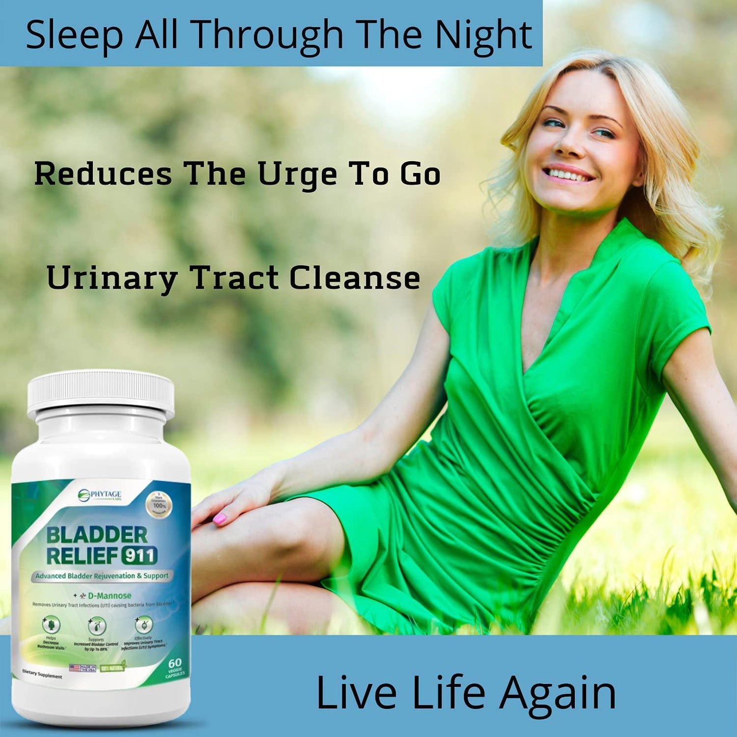 Bladder Relief 911 Detoxifying Strength - Provides Support and Flush Impurities, 60 Veggie Capsules