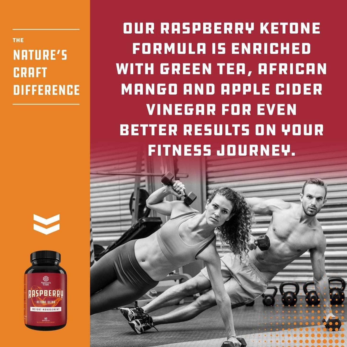 Blend of Raspberry Ketones, Green Tea Extract and African Mango Lose Weight Faster Natural Ingredients to Speed Up Weight Loss, Suppress Appetite and Burn Fat 60 Capsules