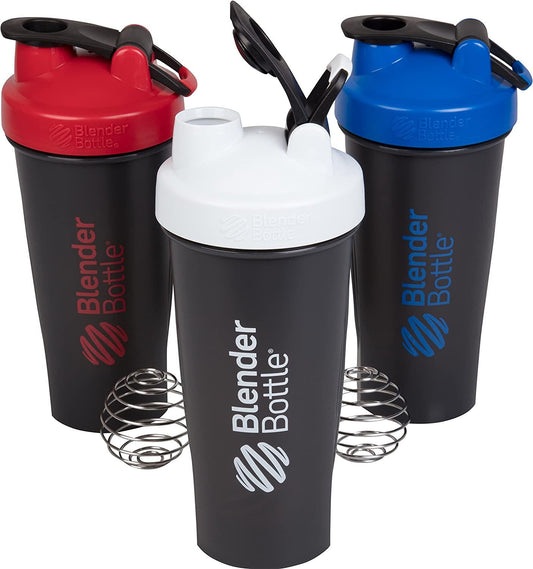 BlenderBottle 28 Ounce - Red, White and Blue 3 Pack with Loop and Blenderball