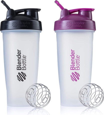 BlenderBottle Classic Shaker Bottle Perfect for Protein Shakes and Pre Workout, Colors May Vary, 28 Ounce (Pack of 2)