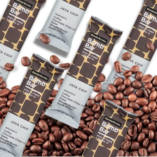 Blender Bombs Bomb Bar: Java Chip Case (9 Bars), Plant-Based Nutrition Bar
