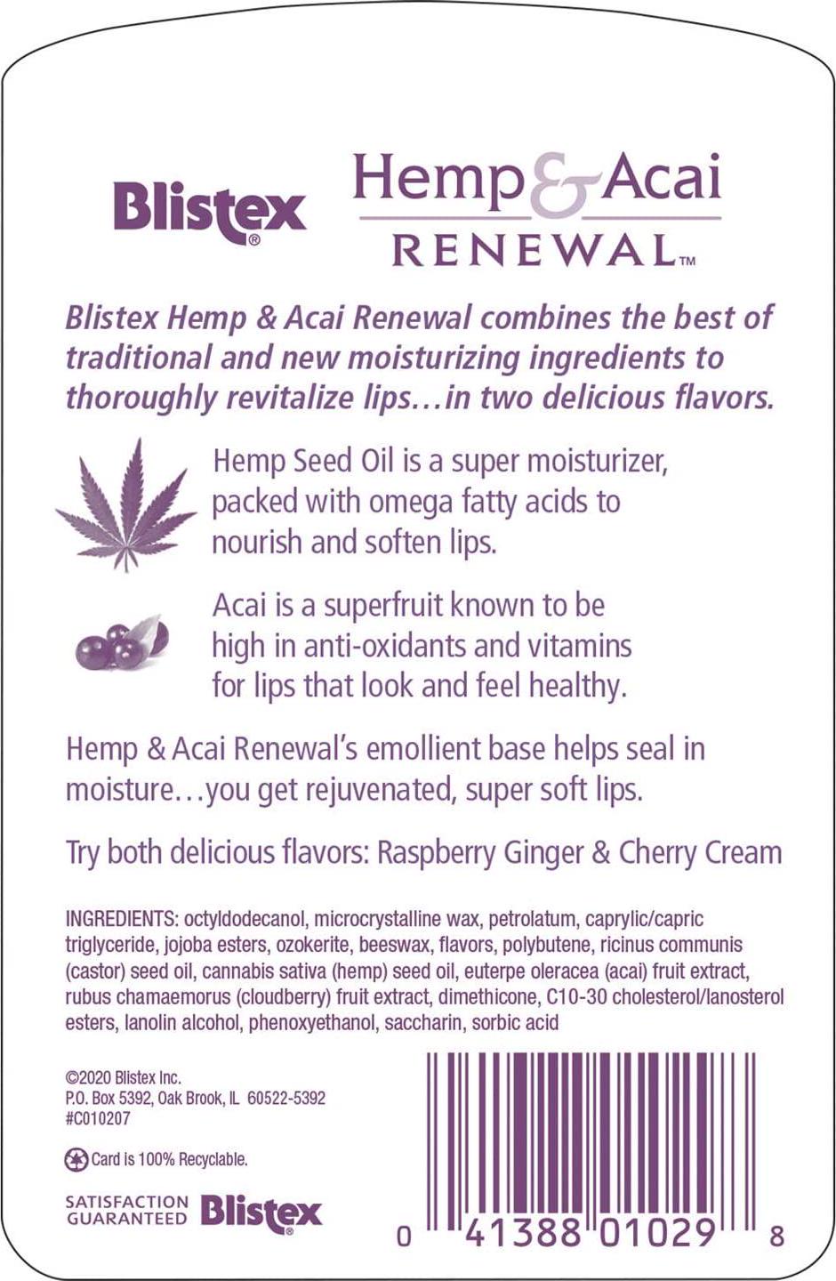 Blistex Hemp and Acai Renewal, 2 count