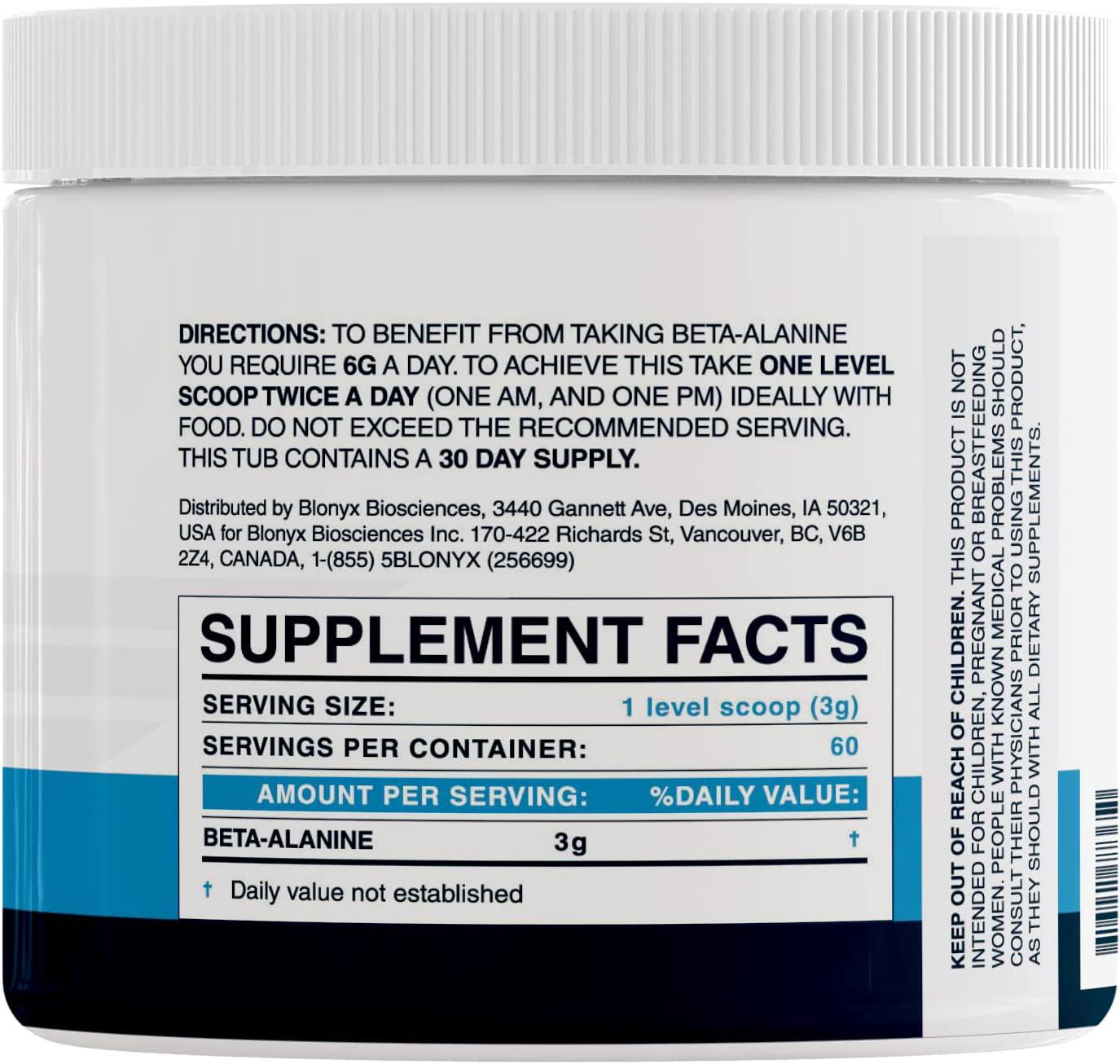 Blonyx Beta Alanine - Promotes Endurance Performance and Work Capacity - 30-Day Supply