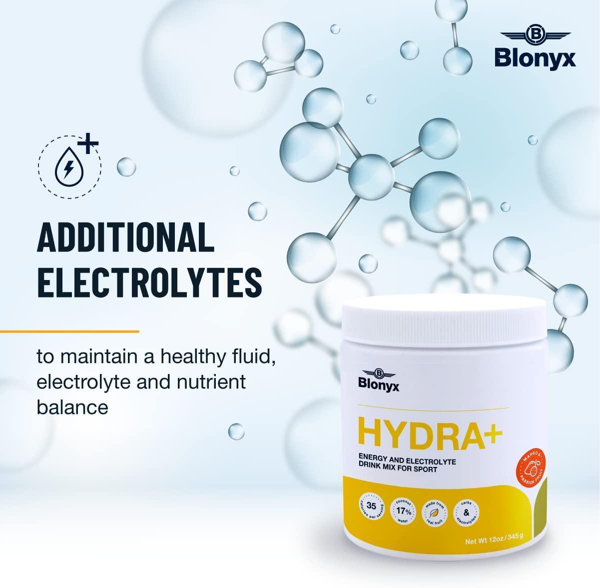 Blonyx Hydra+, Mango and Passionfruit, Energy and Electrolyte Drink Powder for Sport, 30 Servings, 345g