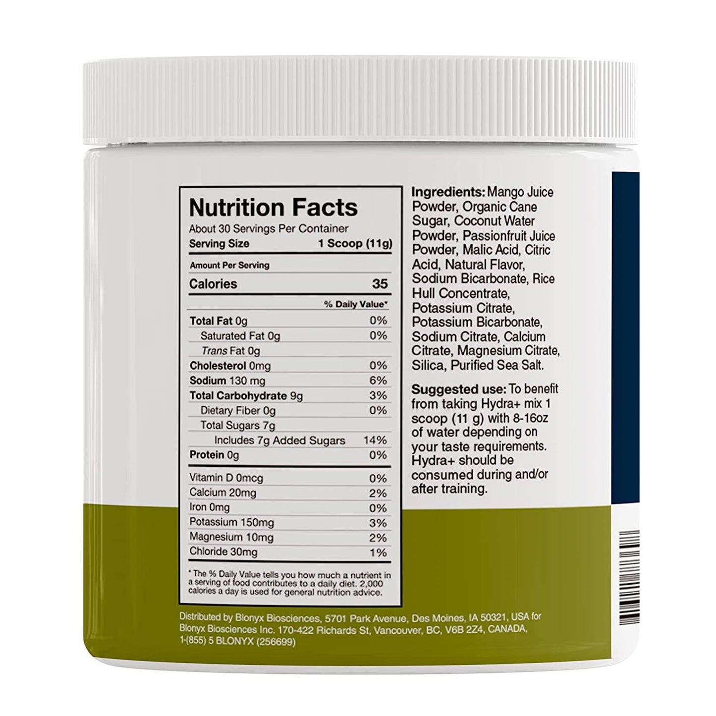 Blonyx Hydra+, Mango and Passionfruit, Energy and Electrolyte Drink Powder for Sport, 30 Servings, 345g