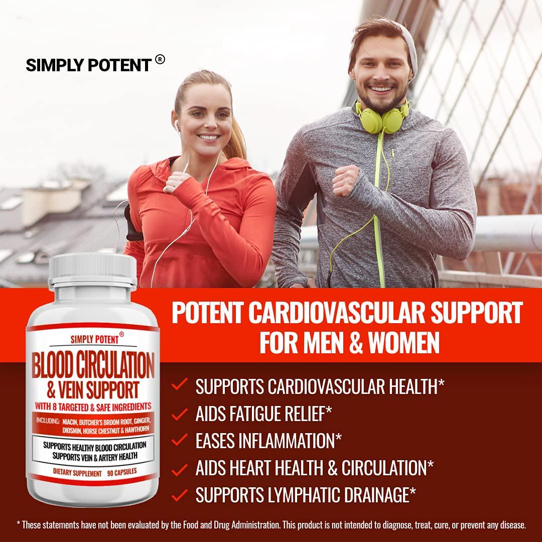 Blood Circulation and Vein Support Supplement, Helps Reduce Spider and Varicose Veins, Supports Vessels, Leg and Cardiovascular Health w/ Niacin, L-Arginine, Ginger, Cayenne Pepper, Hawthorn (Pack of 1)