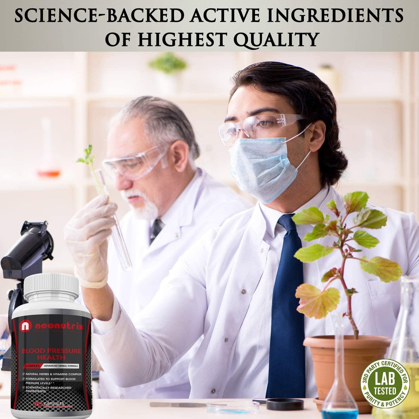 Blood Pressure Supplement to Support Circulation, Cardiovascular Health and Blood Pressure Naturally Advanced Herb and Vitamin Complex with Niacin, Hawthorn Extract and Hibiscus 90 Capsules by Neonutrix