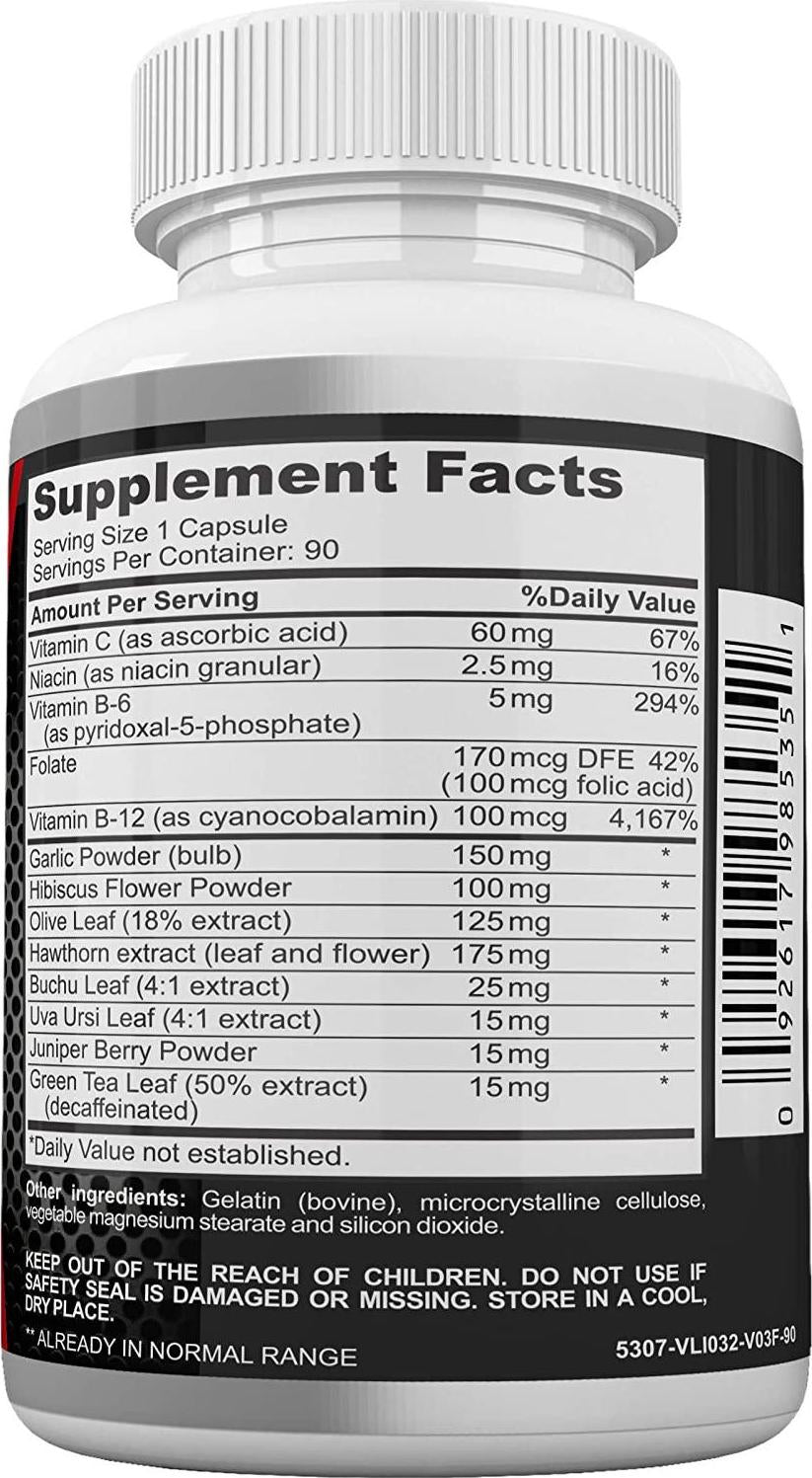 Blood Pressure Supplement to Support Circulation, Cardiovascular Health and Blood Pressure Naturally Advanced Herb and Vitamin Complex with Niacin, Hawthorn Extract and Hibiscus 90 Capsules by Neonutrix