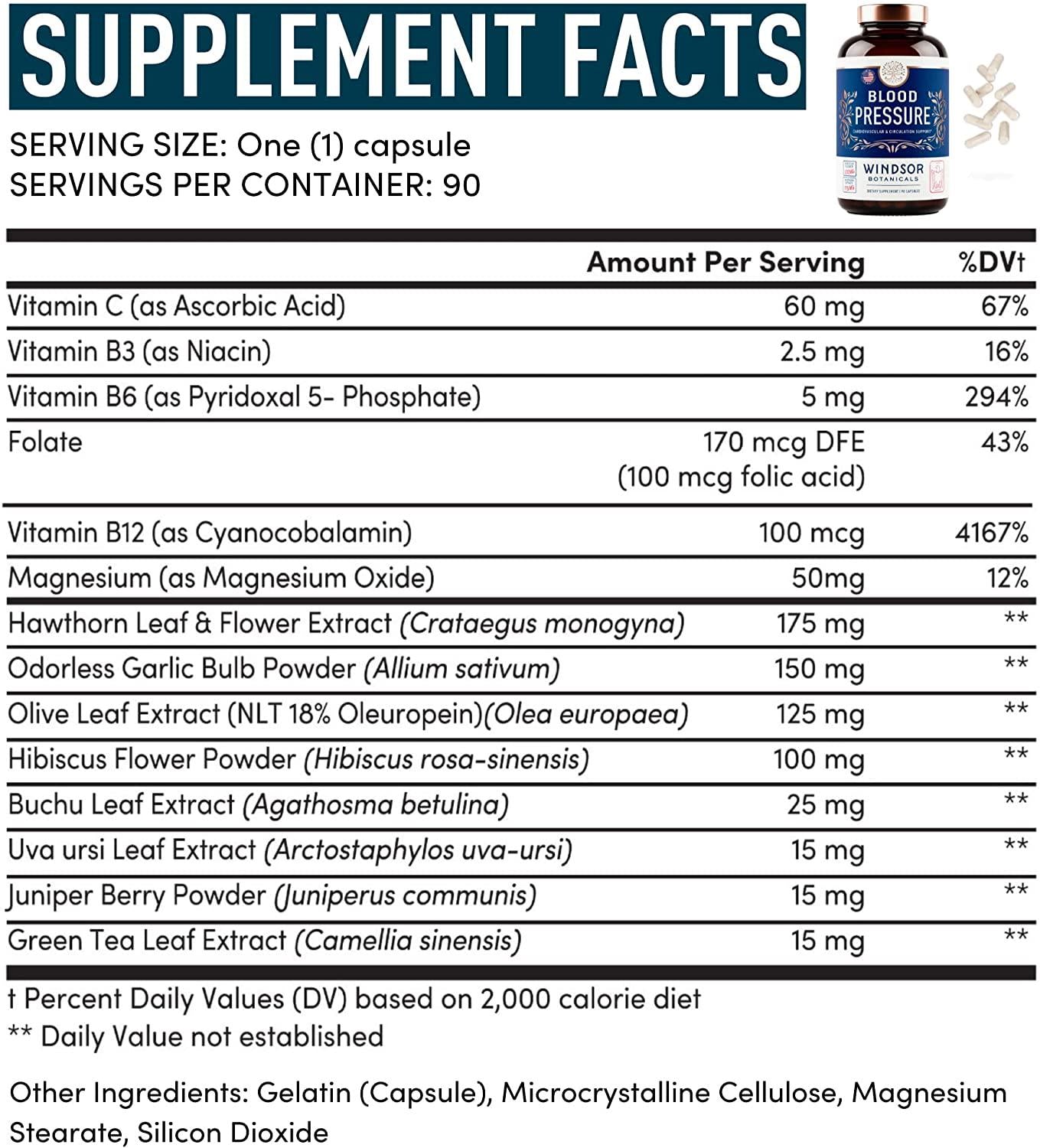 Blood Pressure Support Supplement Capsules