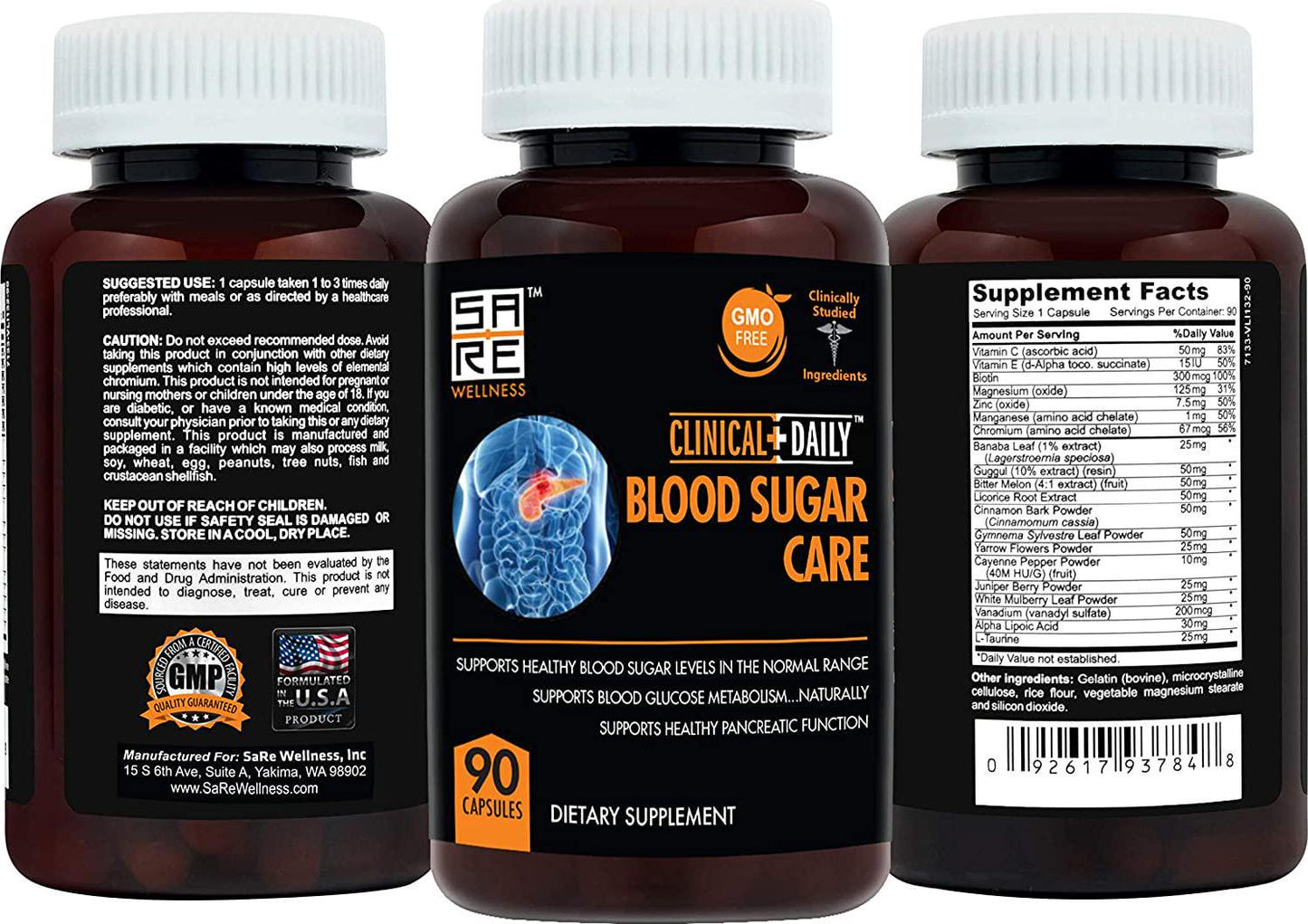 Blood Sugar Support and Glucose Metabolism Diabetes Supplement. Vitamins C B E, Magnesium, Zinc, Biotin, Alpha Lipoic Acid, Cayenne Pepper, Juniper Berries. 90 Bitter Melon Capsules. Clinical Daily