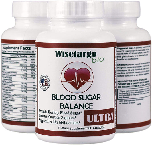 Blood Sugar Support - Controls Glucose, Cholesterol and Insulin, Healthy Heart, Made in USA