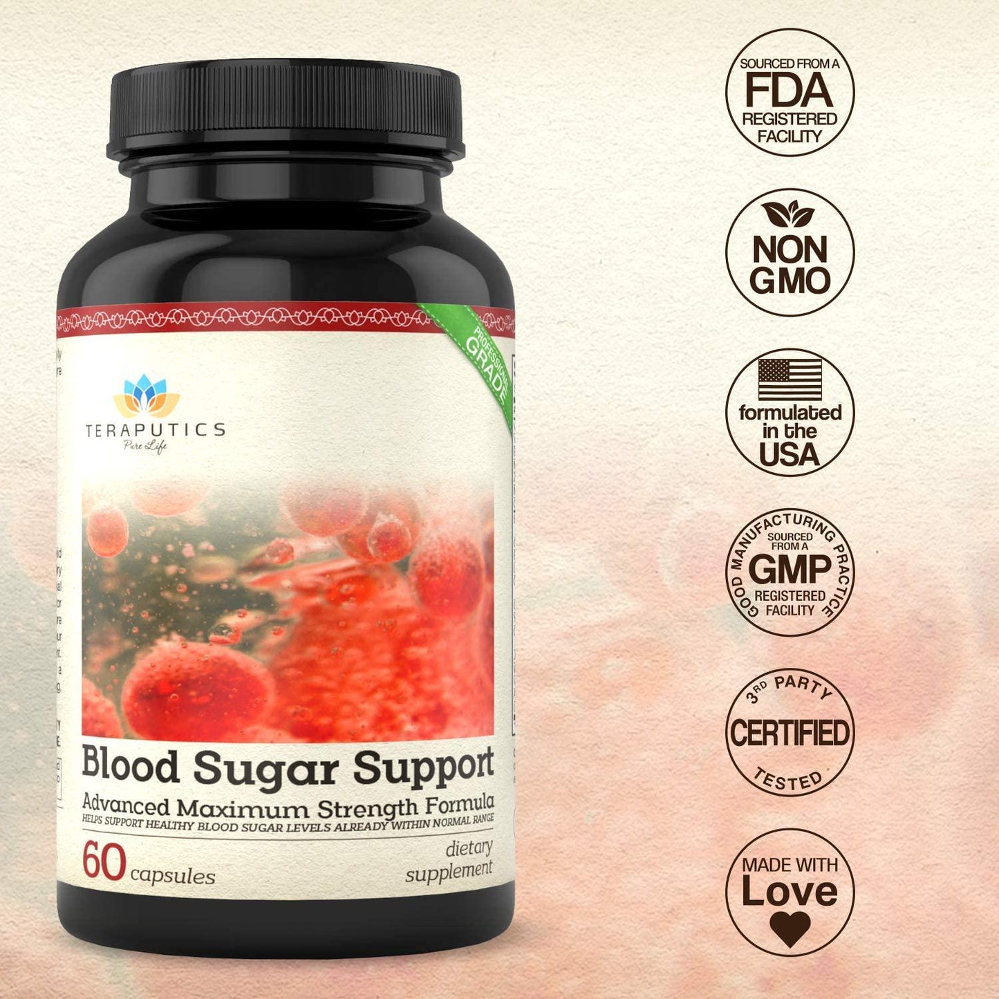 Blood Sugar Support - 20 Premium Ingredients - Alpha Lipoic Acid, Cinnamon, Chromium, Manganese + 16 More, 600mg, 60 Servings, Full Spectrum Glucose, Insulin, Cholesterol Control Supplement