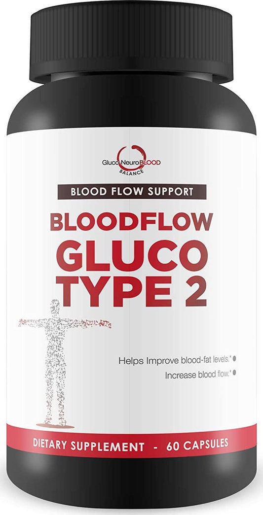 Bloodflow Gluco Type 2 - Blood Boost Blood Flow Support - Balance Blood Pressure to Support Blood Health - Poor Circulation Supplements - Blood Circulation Supplements - Blood Vessel Health