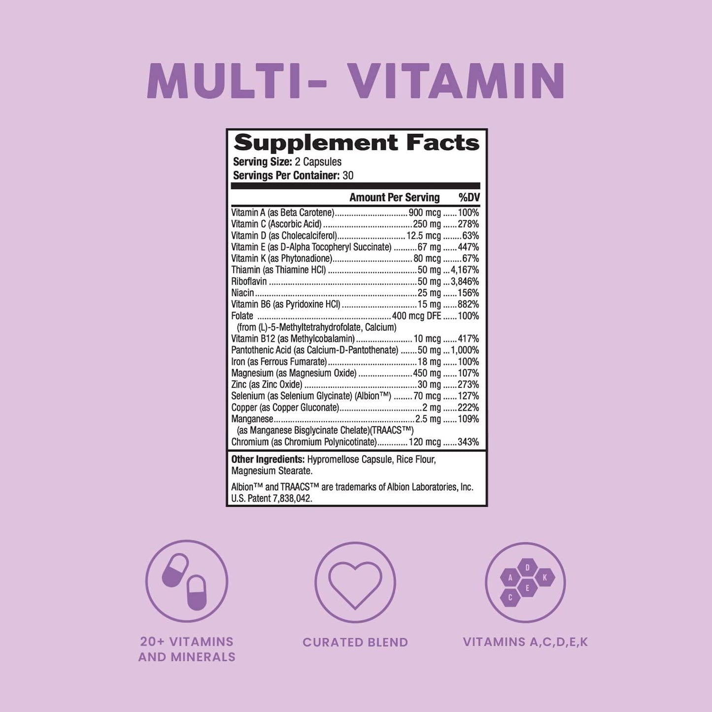 Bloom Nutrition Daily Multivitamin for Women | 18 Essential Nutrients: Vitamin A, B1, B2, B3, B6, B12, C, D, E, K, Folate, Iron, Magnesium, Zinc and More | 60 Capsules