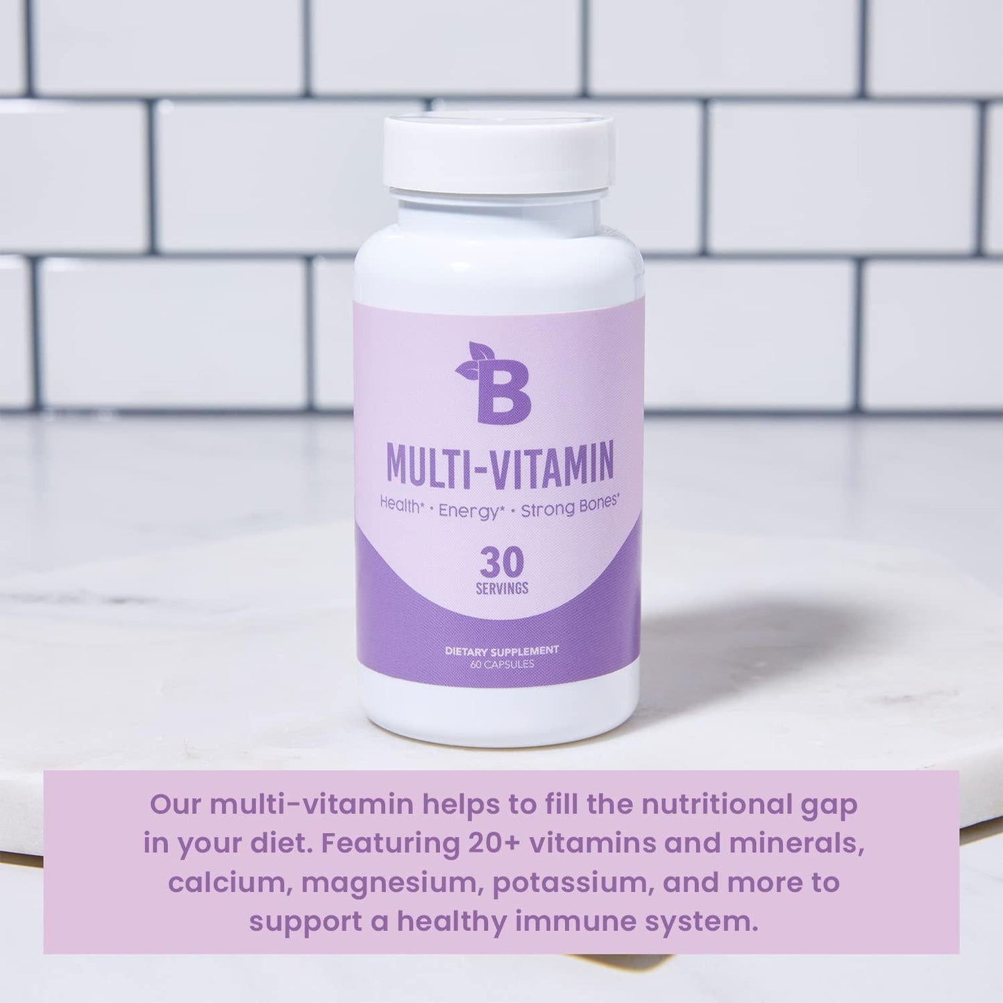 Bloom Nutrition Daily Multivitamin for Women | 18 Essential Nutrients: Vitamin A, B1, B2, B3, B6, B12, C, D, E, K, Folate, Iron, Magnesium, Zinc and More | 60 Capsules