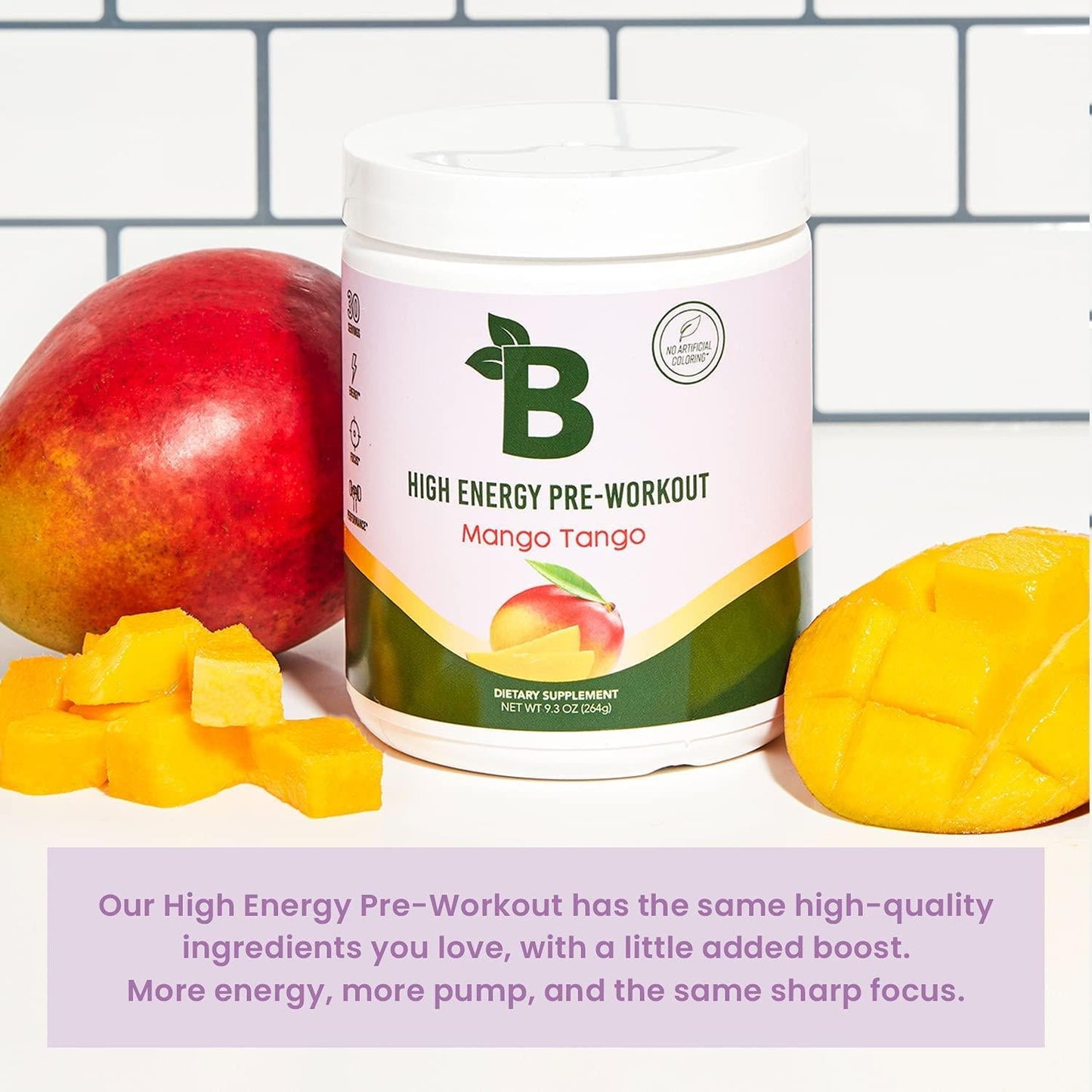 Bloom Nutrition High Energy Pre Workout Powder | Keto Friendly Sugar Free Drink Mix with Amino Acids, Beta Alanine, and Natural Caffeine from Green Tea Leaf Extract (Mango Tango)