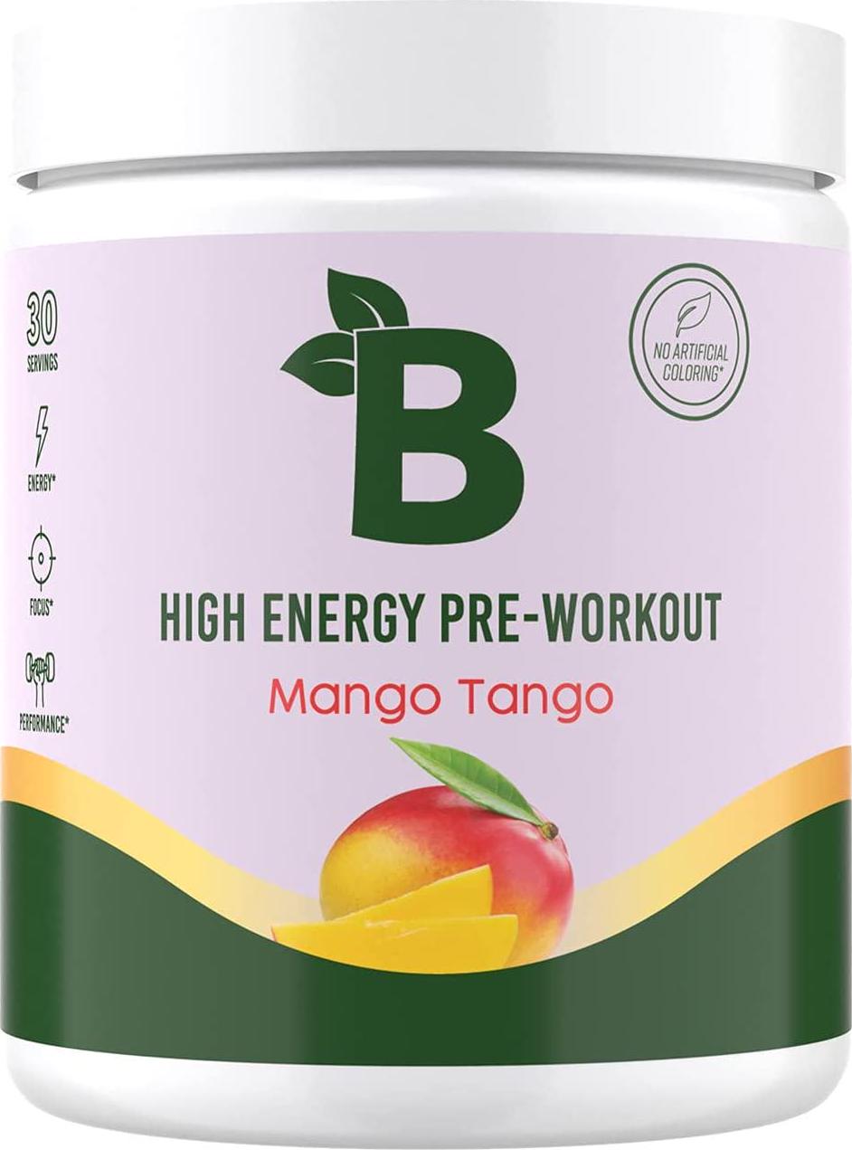 Bloom Nutrition High Energy Pre Workout Powder | Keto Friendly Sugar Free Drink Mix with Amino Acids, Beta Alanine, and Natural Caffeine from Green Tea Leaf Extract (Mango Tango)