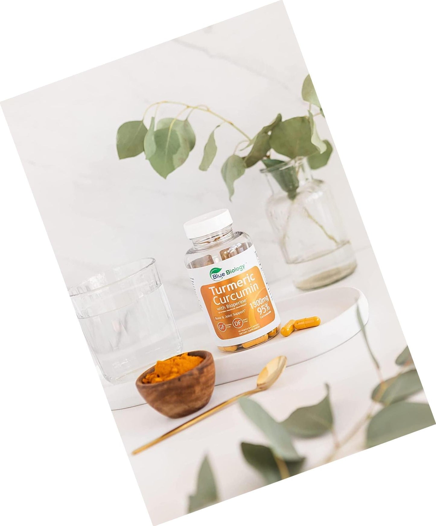 BlueBiology Turmeric Curcumin with Bioperine Extract (Enhanced Absorption) - 95% Curcuminoids - Highest Potency - Gluten Free - Vegan Joint Pain Relief - 60 Capsules