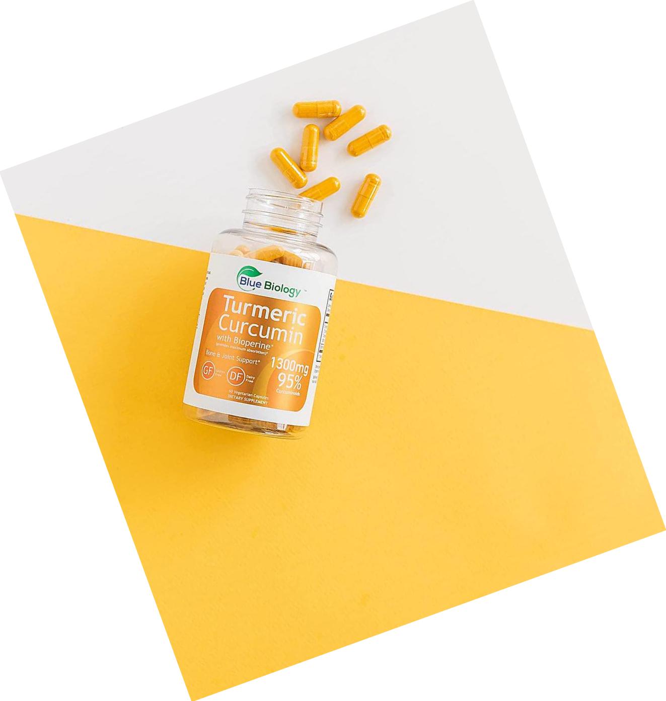 BlueBiology Turmeric Curcumin with Bioperine Extract (Enhanced Absorption) - 95% Curcuminoids - Highest Potency - Gluten Free - Vegan Joint Pain Relief - 60 Capsules