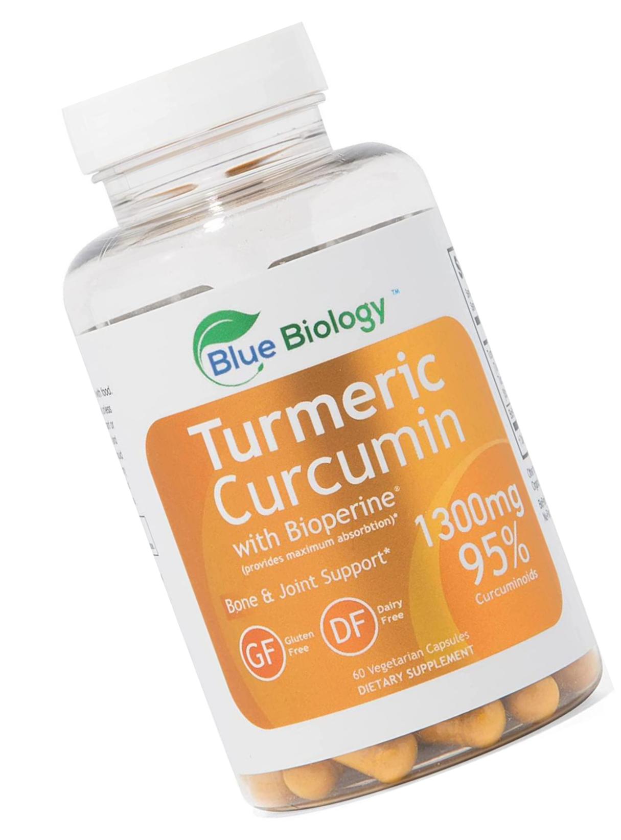 BlueBiology Turmeric Curcumin with Bioperine Extract (Enhanced Absorption) - 95% Curcuminoids - Highest Potency - Gluten Free - Vegan Joint Pain Relief - 60 Capsules