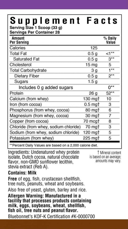 BlueBonnet 100% Natural Whey Protein Isolate Powder, Chocolate, 2 Pound