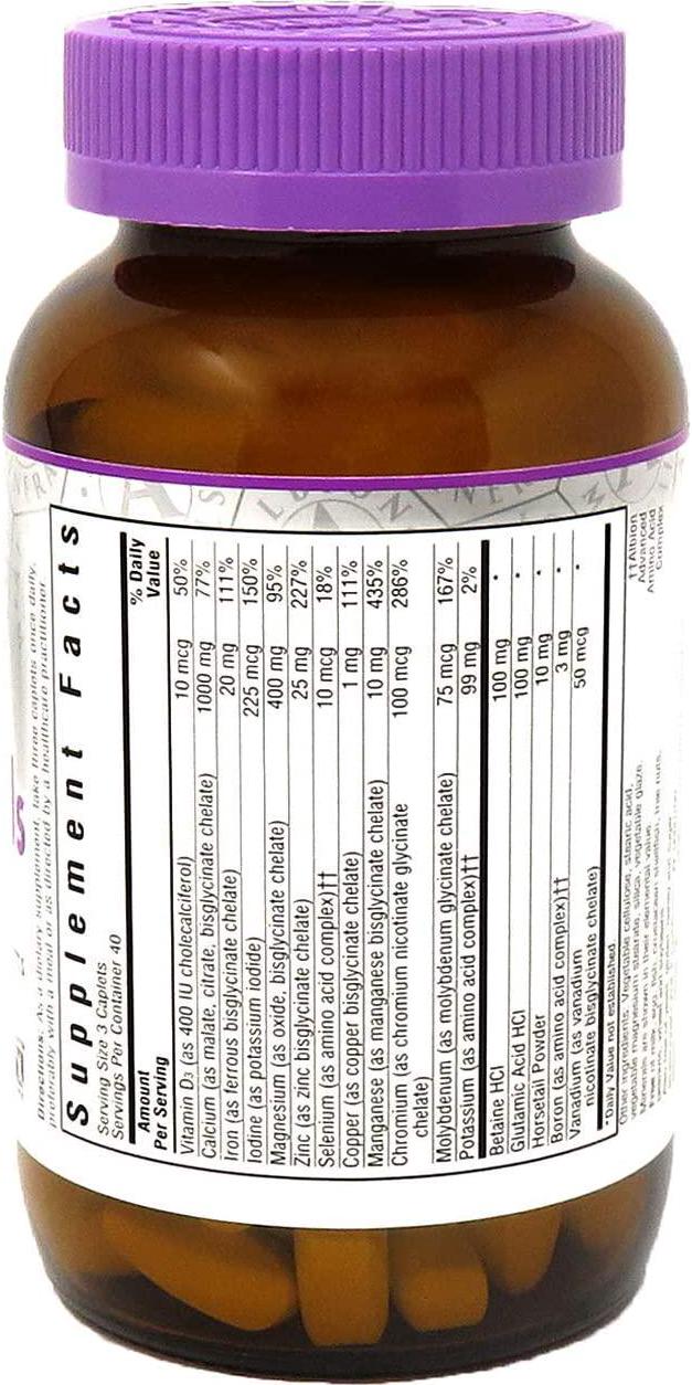 BlueBonnet Albion High Potency Chelated Multiminerals (With Iron) Caplets, 120 Count