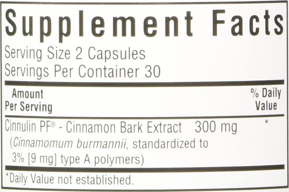 BlueBonnet Cinnulinpf Cinnamon Bark Extract Supplement, 60 Count