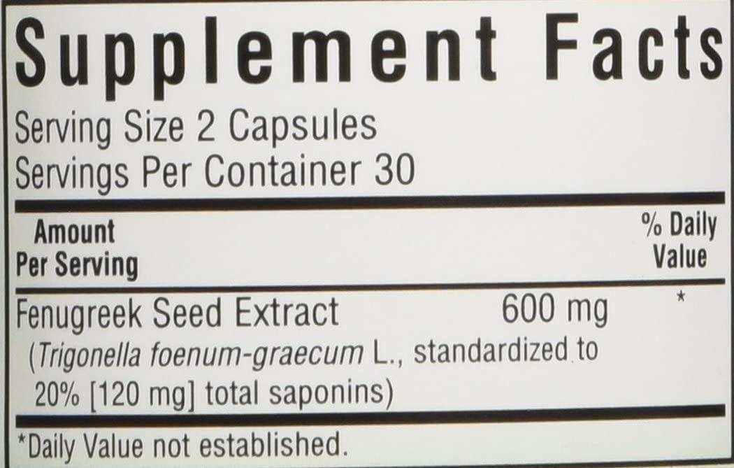 BlueBonnet Fenugreek Seed Extract Supplement, 60 Count