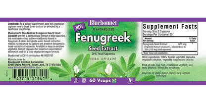 BlueBonnet Fenugreek Seed Extract Supplement, 60 Count