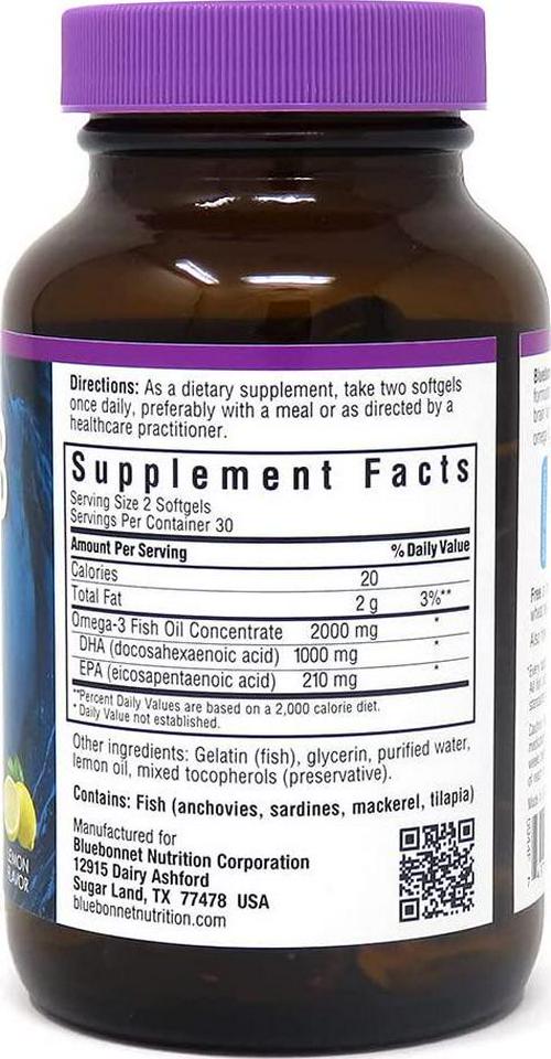 BlueBonnet Natural Omega-3 Brain Formula Softgels, 60 Count